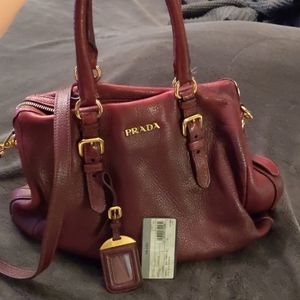 prada red leather bag